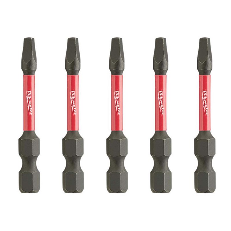 Milwaukee 2 in. #2 Square Shockwave Impact Duty High Speed Steel Power Bits (5-Pack)